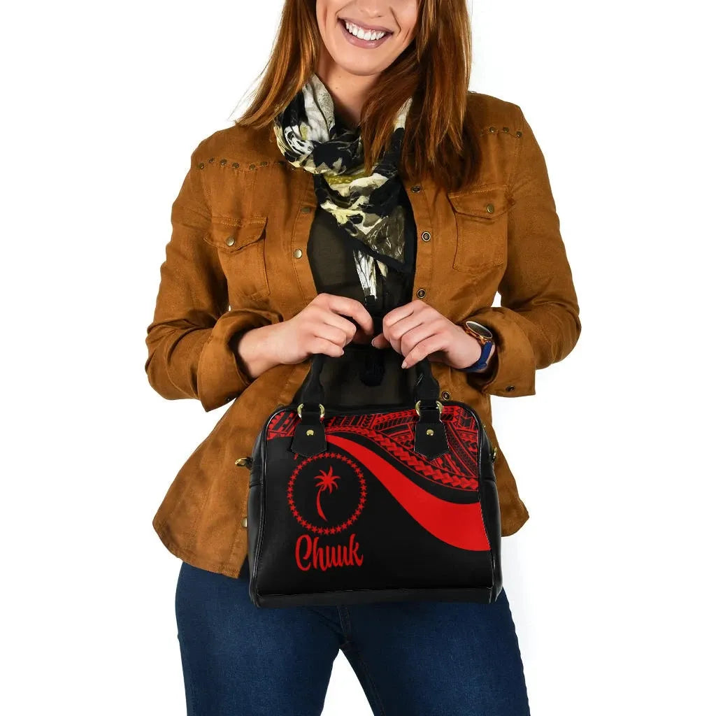 Chuuk Shoulder Handbag - Red Polynesian Tentacle Tribal Pattern