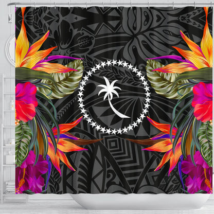 Chuuk Shower Curtain - Polynesian Hibiscus Pattern