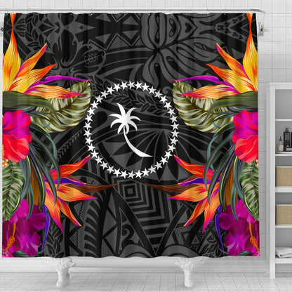 Chuuk Shower Curtain - Polynesian Hibiscus Pattern