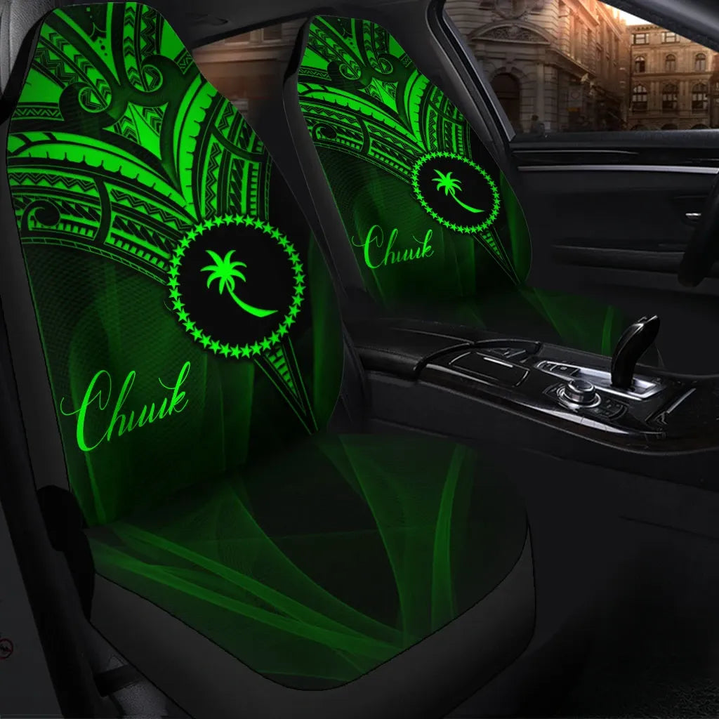 Chuuk State Car Seat Cover - Green Color Cross Style