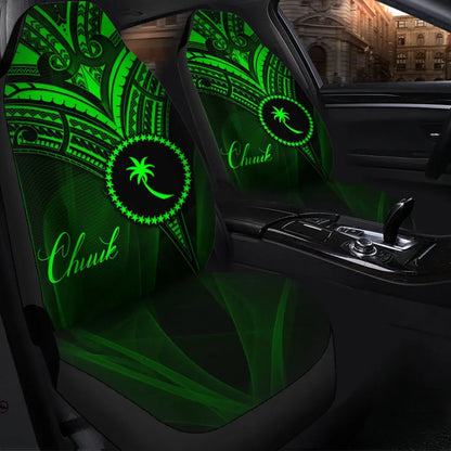 Chuuk State Car Seat Cover - Green Color Cross Style