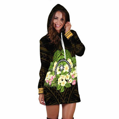Chuuk State Hoodie Dress - Polynesian Gold Patterns Collection