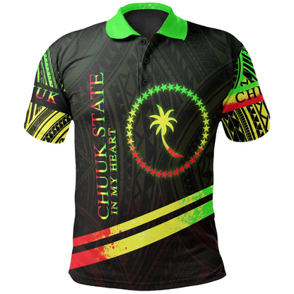 Chuuk State Polo Shirt - In My Heart Style Reggae Polynesian Patterns