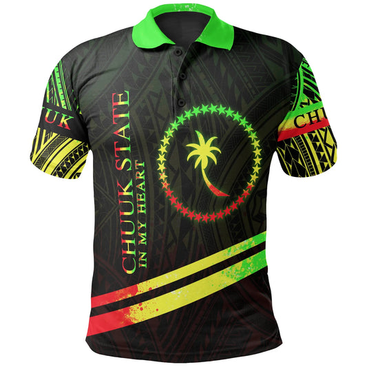 Chuuk State Polo Shirt - In My Heart Style Reggae Polynesian Patterns