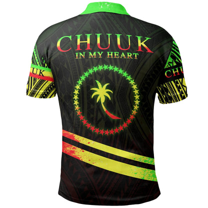 Chuuk State Polo Shirt - In My Heart Style Reggae Polynesian Patterns