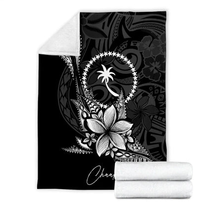 Chuuk State Premium Blanket - Fish With Plumeria Flowers Style