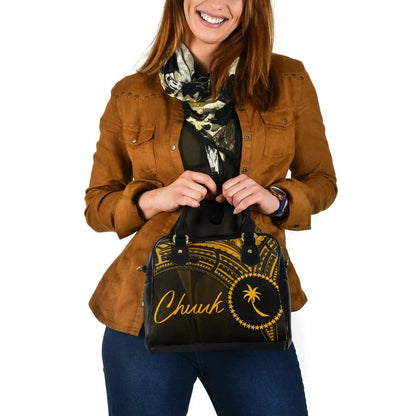 Chuuk State Shoulder Handbag - Cross Style Gold Color