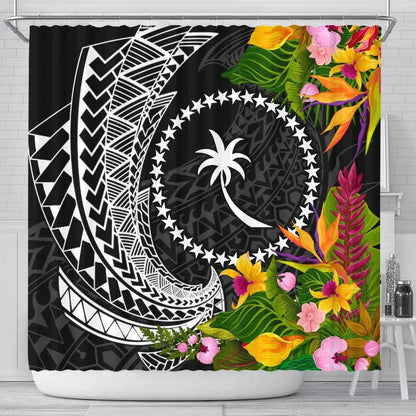 Chuuk State Shower Curtains - Seal Spiral Polynesian Patterns