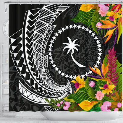 Chuuk State Shower Curtains - Seal Spiral Polynesian Patterns