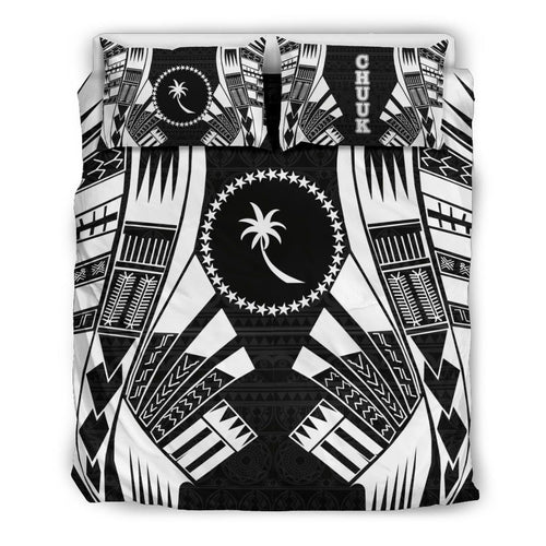 Chuuk States Duvet Cover Set - Black White Tattoo Style