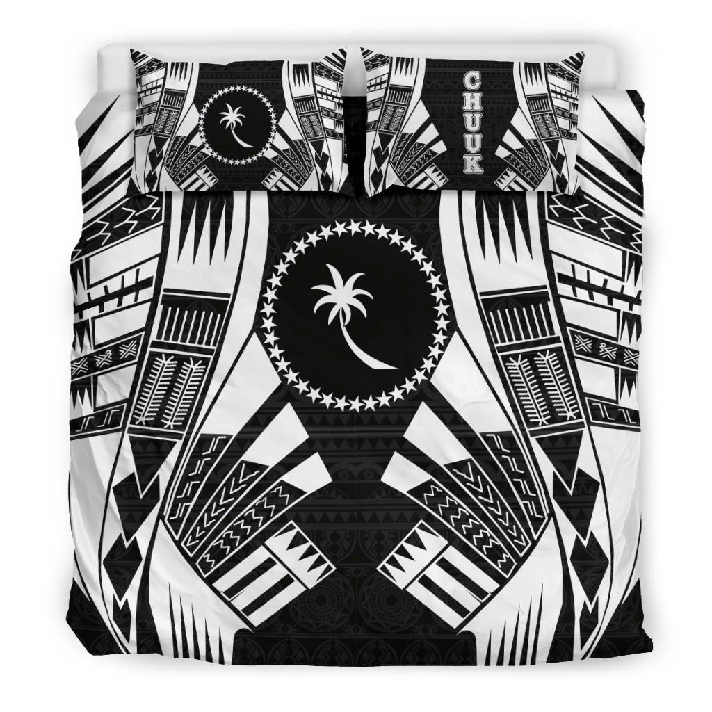 Chuuk States Duvet Cover Set - Black White Tattoo Style