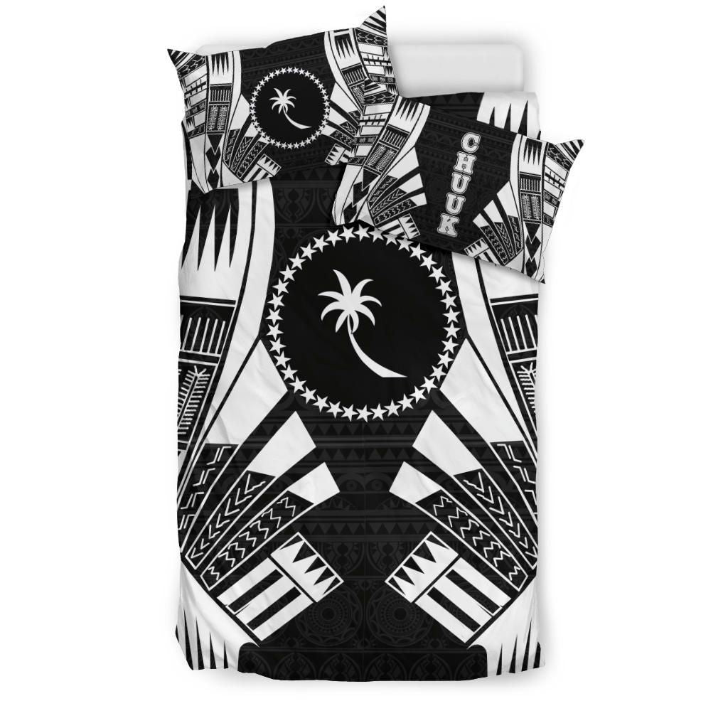 Chuuk States Duvet Cover Set - Black White Tattoo Style