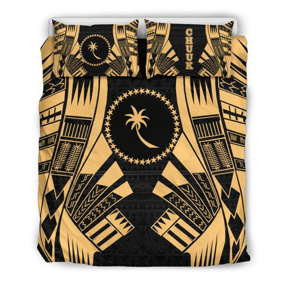 Chuuk States Duvet Cover Set - Gold Tattoo Style