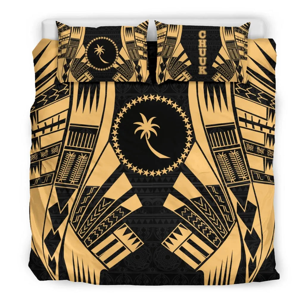 Chuuk States Duvet Cover Set - Gold Tattoo Style