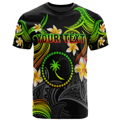 Chuuk T-shirt - Custom Personalised Polynesian Waves with Plumeria Flowers (Reggae)