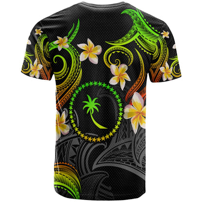 Chuuk T-shirt - Custom Personalised Polynesian Waves with Plumeria Flowers (Reggae)