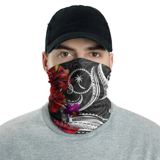 Chuuk Neck Gaiter Tropical Flower with Polynesian Pattern