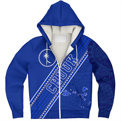 Chuuk State Sherpa Hoodie Flag And Coat Of Arms