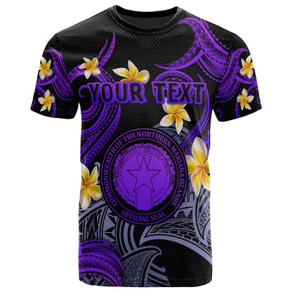 CMNI T-shirt - Custom Personalised Polynesian Waves with Plumeria Flowers (Purple)