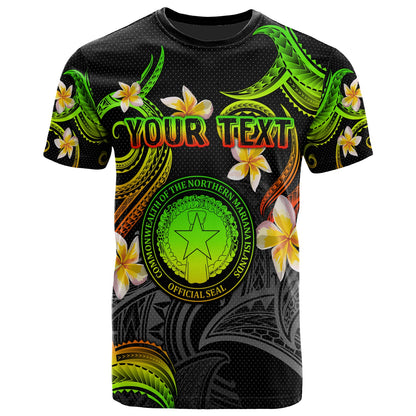 CMNI T-shirt - Custom Personalised Polynesian Waves with Plumeria Flowers (Reggae)