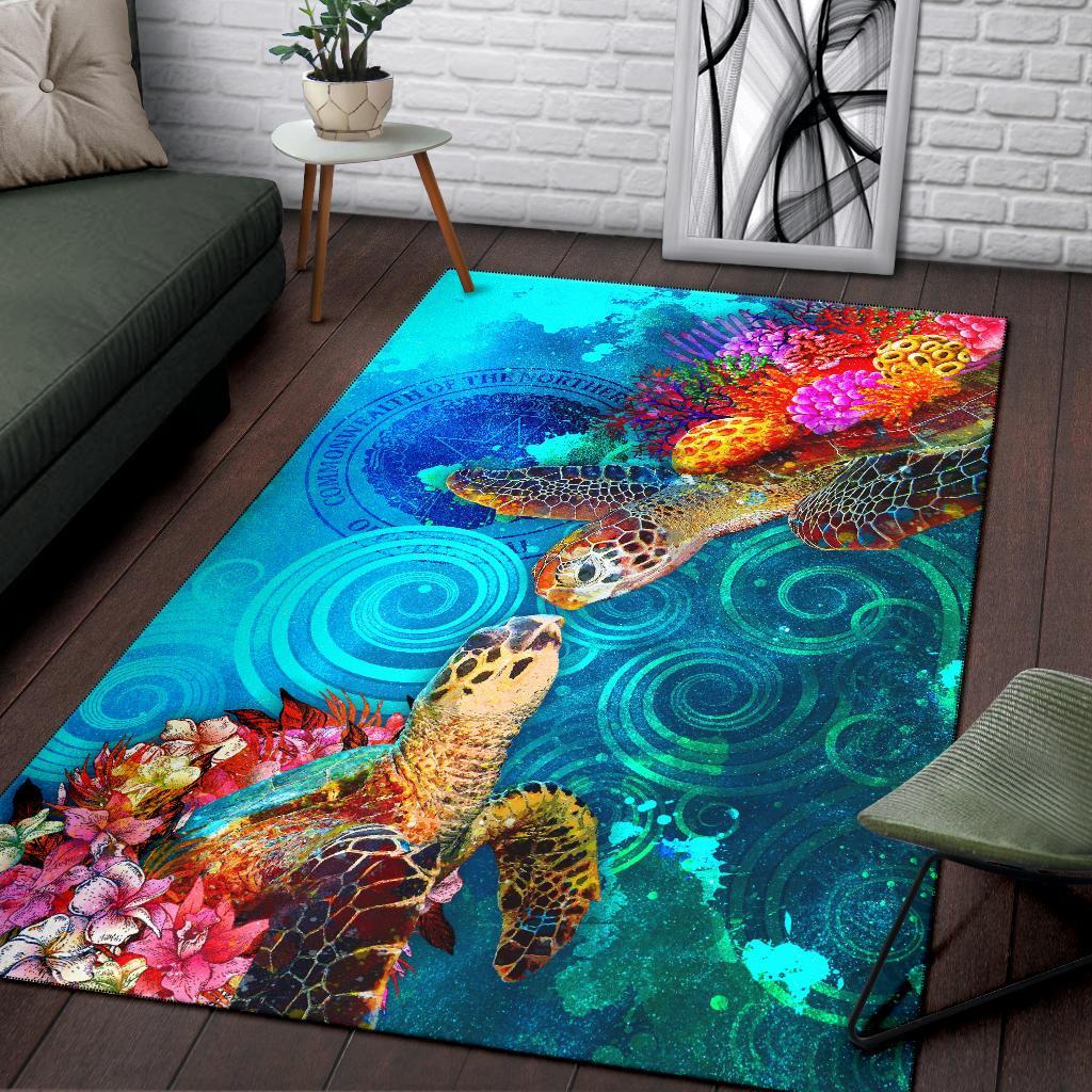 CNMI Area Rug - Sea Turtle Coral Treasure