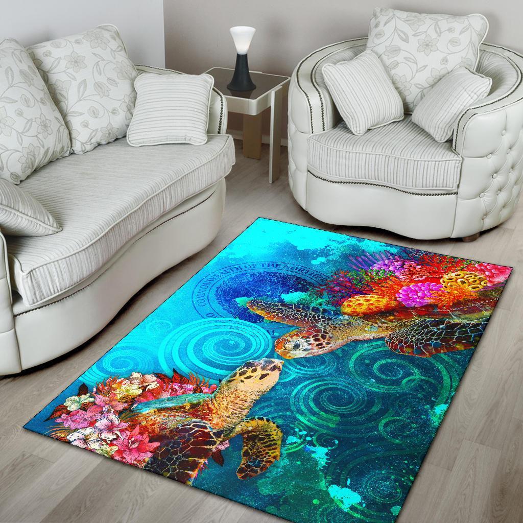CNMI Area Rug - Sea Turtle Coral Treasure