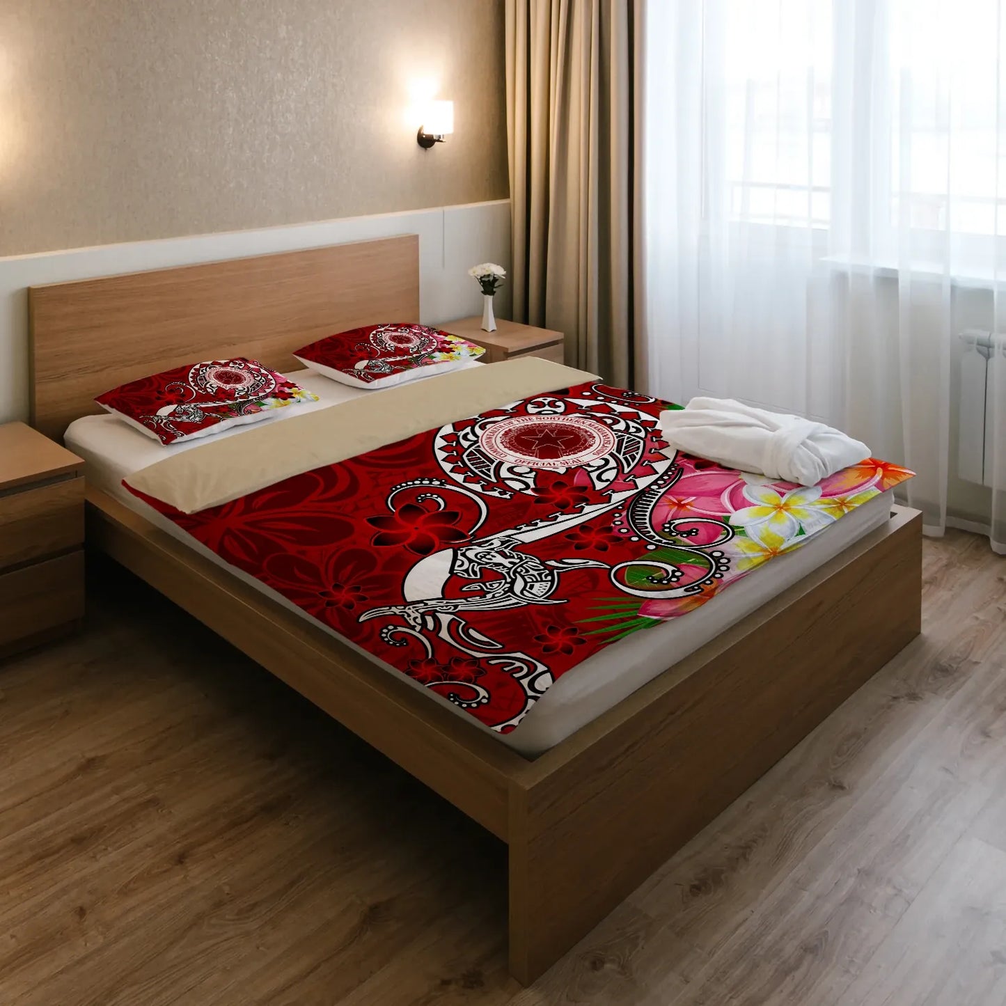 CNMI Bedding Set - Turtle Plumeria (Red)
