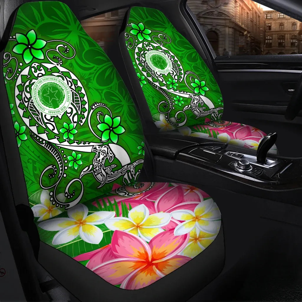 CNMI Car Seat Covers - Turtle Plumeria (Green)