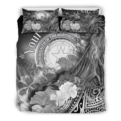 CNMI Custom Personalised Bedding Set - Humpback Whale With Tropical Flowers (White)