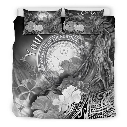 CNMI Custom Personalised Bedding Set - Humpback Whale With Tropical Flowers (White)