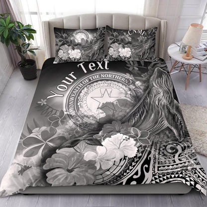 CNMI Custom Personalised Bedding Set - Humpback Whale With Tropical Flowers (White)