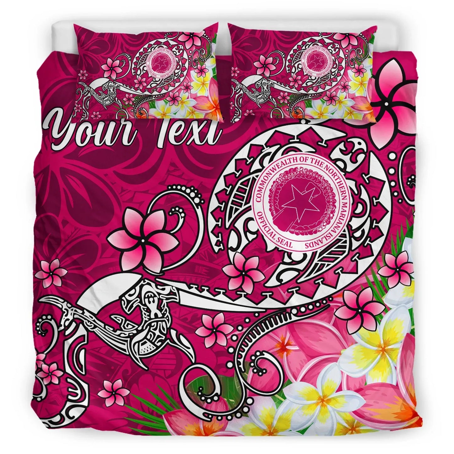 CNMI (Custom Personalised) Bedding Set - Turtle Plumeria (Pink)