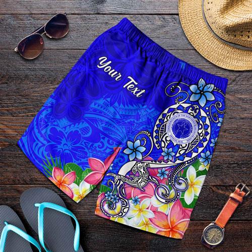 CNMI Custom Personalised Men Shorts - Turtle Plumeria (Blue)