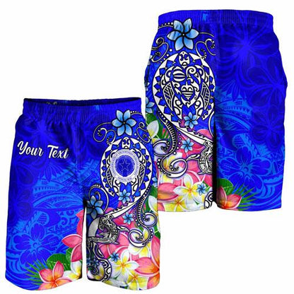 CNMI Custom Personalised Men Shorts - Turtle Plumeria (Blue)