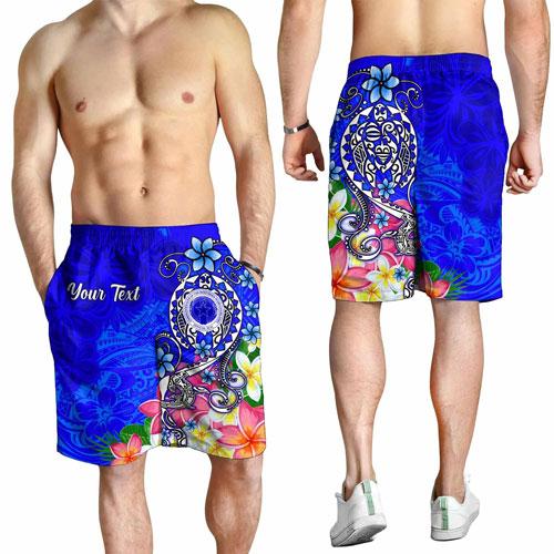 CNMI Custom Personalised Men Shorts - Turtle Plumeria (Blue)