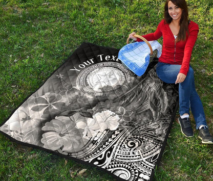 CNMI Custom Personalised  Premium Quilt - Humpback Whale with Tropical Flowers (White)