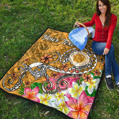 CNMI Custom Personalised Premium Quilt - Turtle Plumeria (Gold)