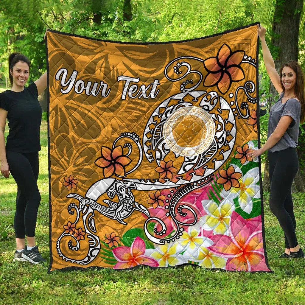CNMI Custom Personalised Premium Quilt - Turtle Plumeria (Gold)
