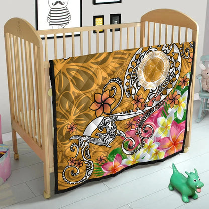 CNMI Custom Personalised Premium Quilt - Turtle Plumeria (Gold)