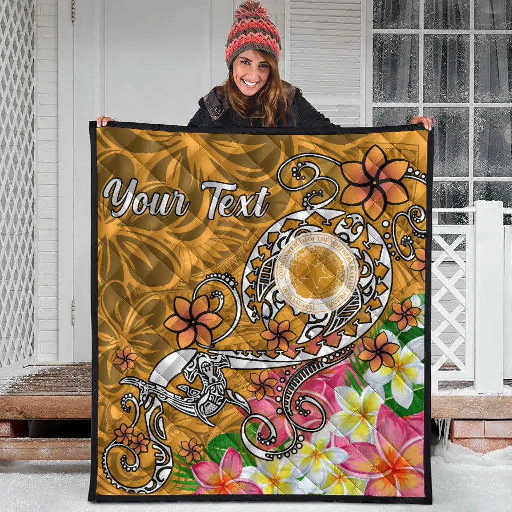 CNMI Custom Personalised Premium Quilt - Turtle Plumeria (Gold)