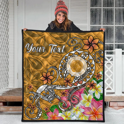 CNMI Custom Personalised Premium Quilt - Turtle Plumeria (Gold)