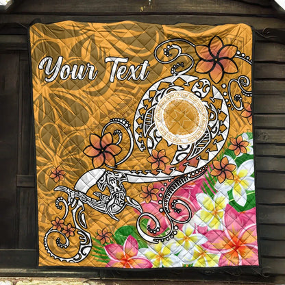 CNMI Custom Personalised Premium Quilt - Turtle Plumeria (Gold)
