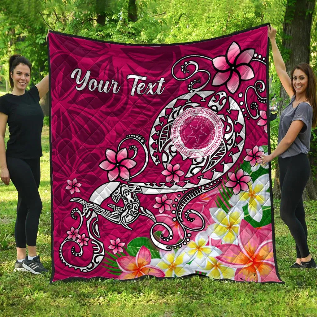 CNMI Custom Personalised Premium Quilt - Turtle Plumeria (Pink)