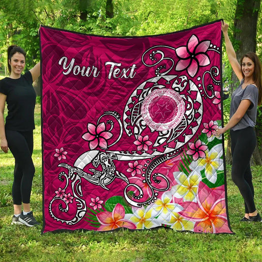 CNMI Custom Personalised Premium Quilt - Turtle Plumeria (Pink)