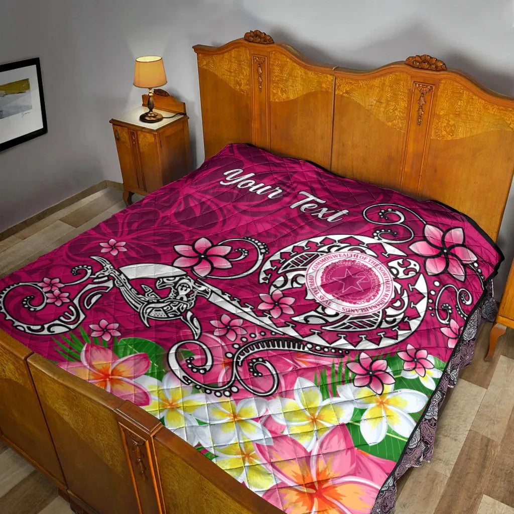 CNMI Custom Personalised Premium Quilt - Turtle Plumeria (Pink)