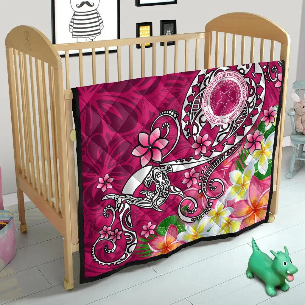 CNMI Custom Personalised Premium Quilt - Turtle Plumeria (Pink)
