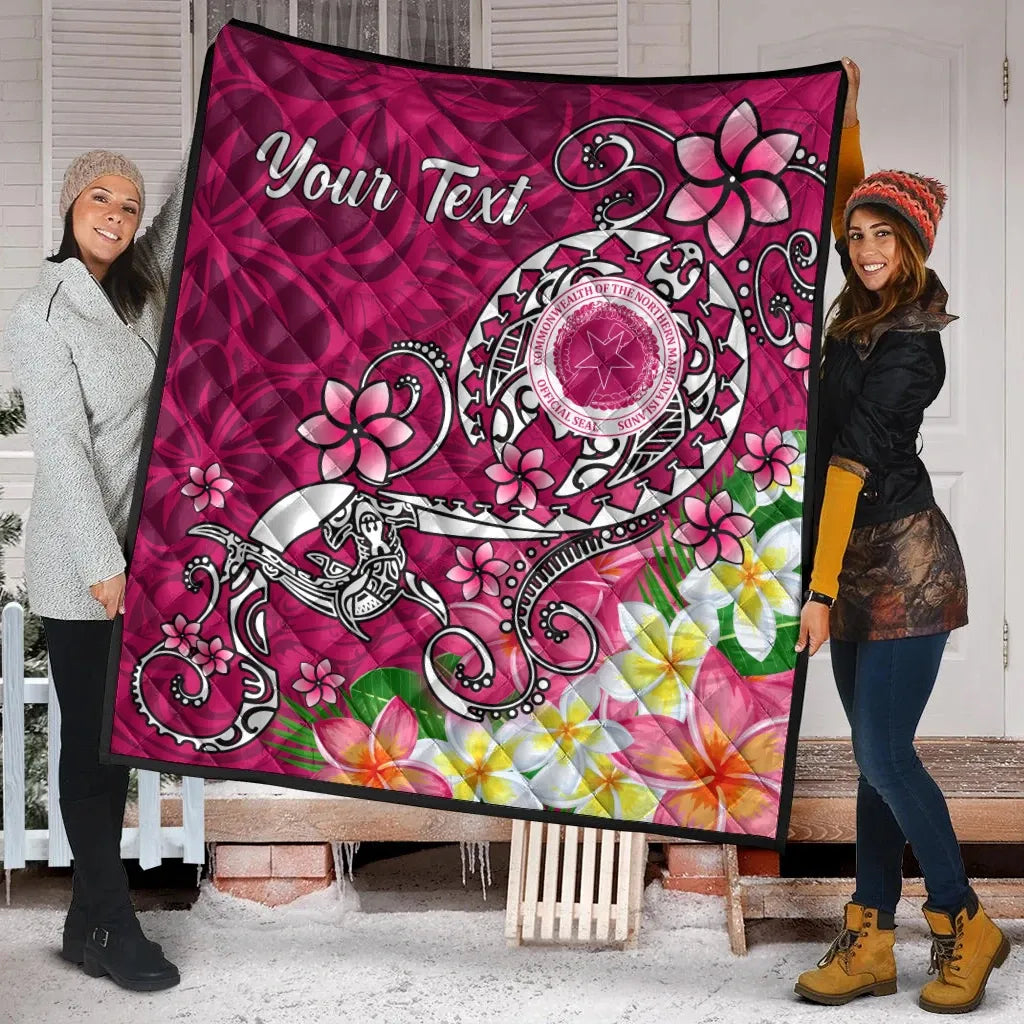CNMI Custom Personalised Premium Quilt - Turtle Plumeria (Pink)