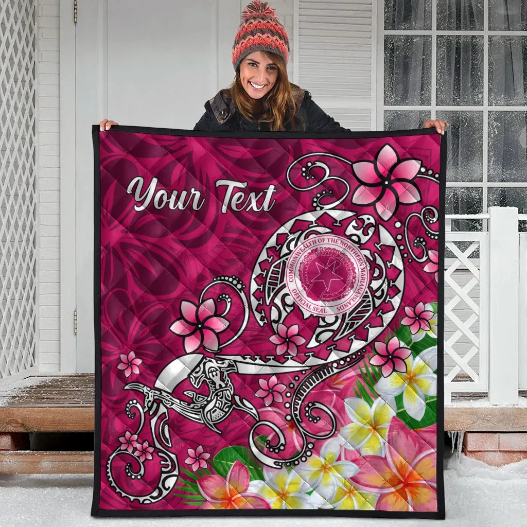 CNMI Custom Personalised Premium Quilt - Turtle Plumeria (Pink)