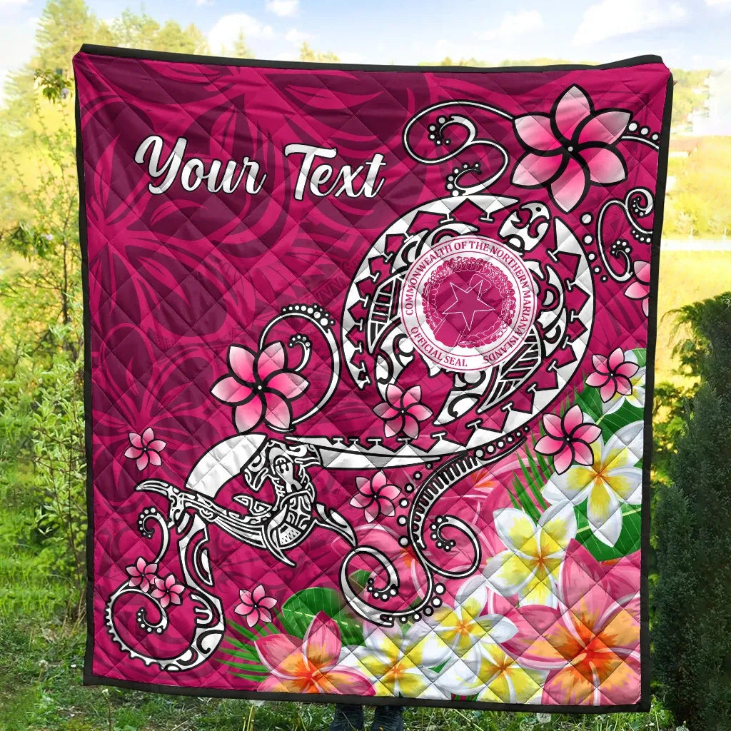 CNMI Custom Personalised Premium Quilt - Turtle Plumeria (Pink)