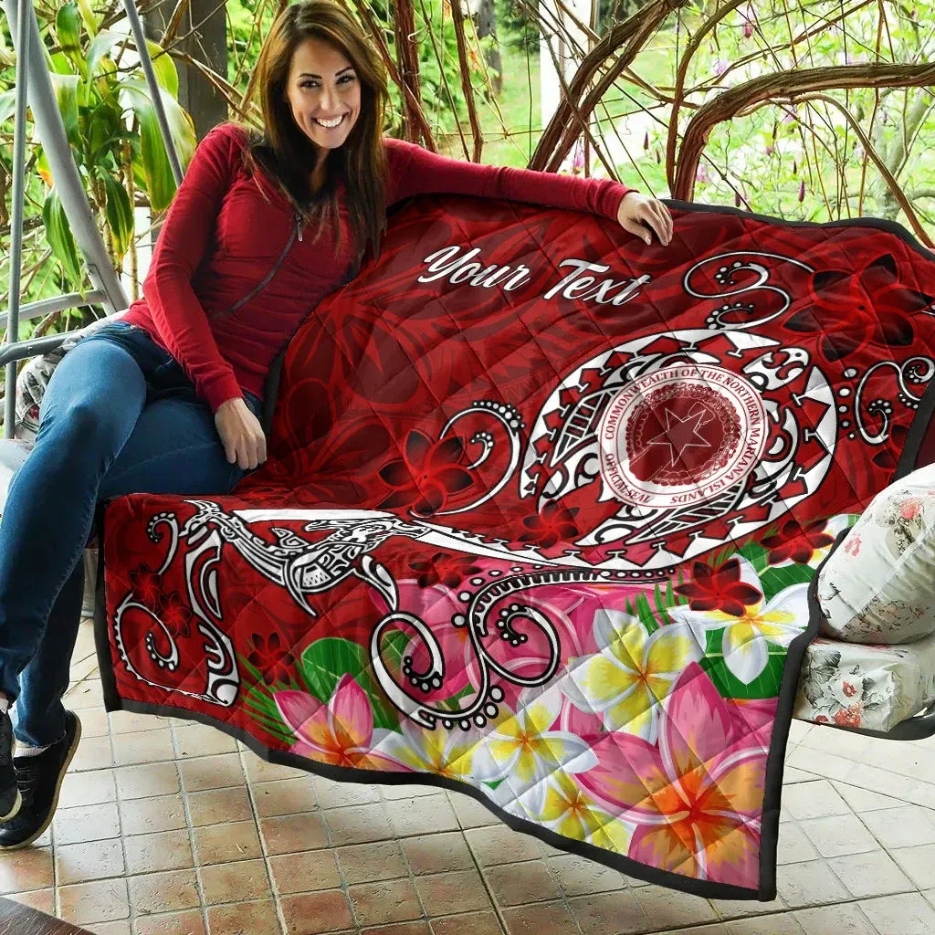 CNMI Custom Personalised Premium Quilt - Turtle Plumeria (Red)